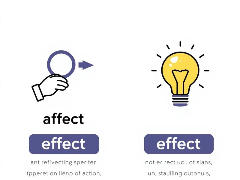 Image illustrating the confusion between affect vs. effect with example sentences