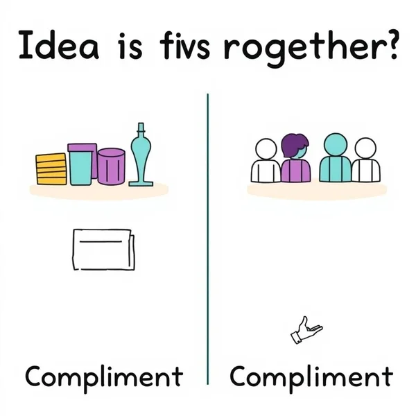 Image illustrating the distinction between complement vs. compliment to aid English learners