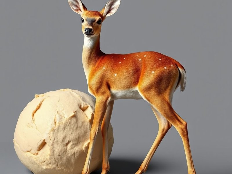 Image showing a deer (doe) and a lump of bread dough, illustrating Doe vs. Dough