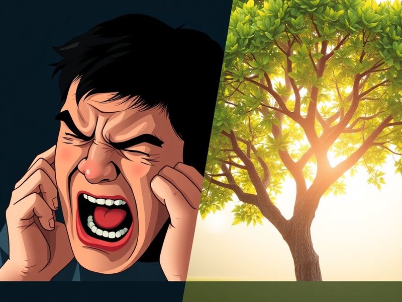 Ilustração distinguindo groan vs. grown, talvez alguém gemendo de dor e uma planta alta