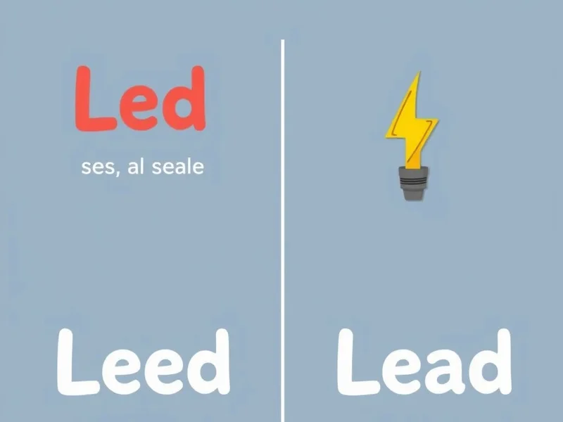 Illustration clarifying the difference between Led vs. Lead for English learners