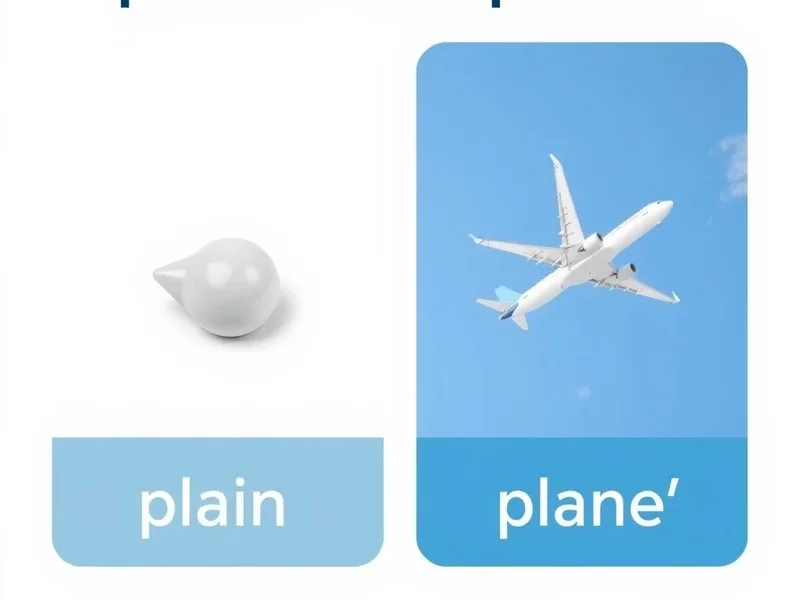Image illustrating the difference between a simple design (plain) and an aircraft (plane) for plain vs. plane