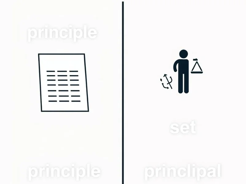 Image depicting the words principle vs. principal to illustrate their difference