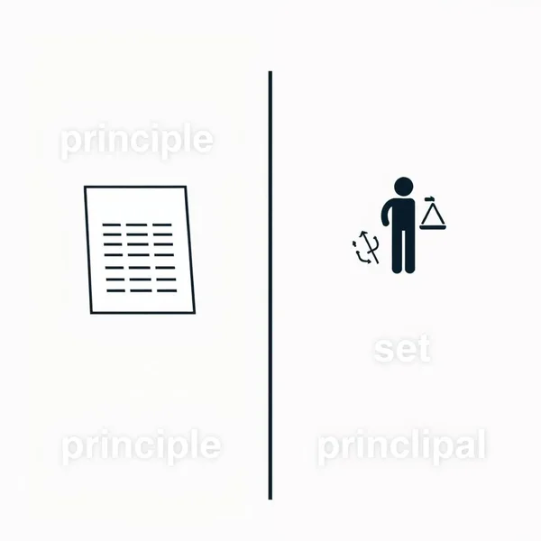 Image depicting the words principle vs. principal to illustrate their difference