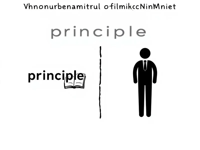 Image depicting the words principle vs. principal to illustrate their difference