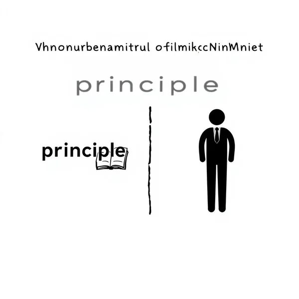 Image depicting the words principle vs. principal to illustrate their difference