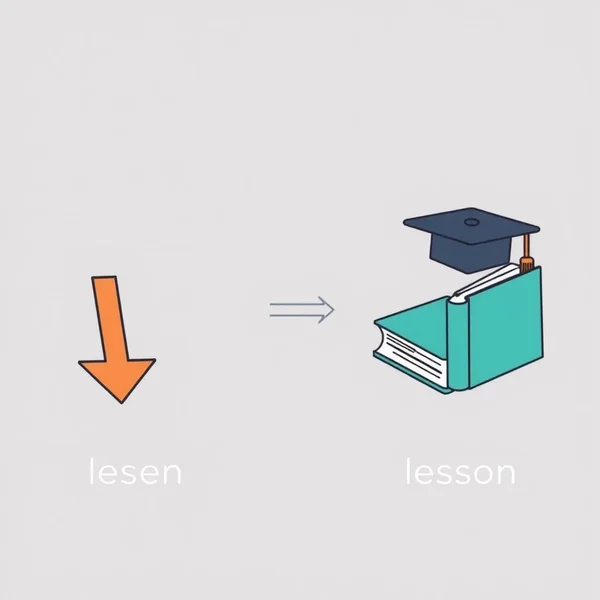 Image illustrating the difference between lessen vs. lesson