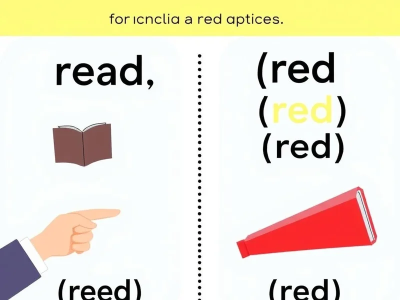 Image showing the words Read vs. Red with visual cues for meaning and pronunciation