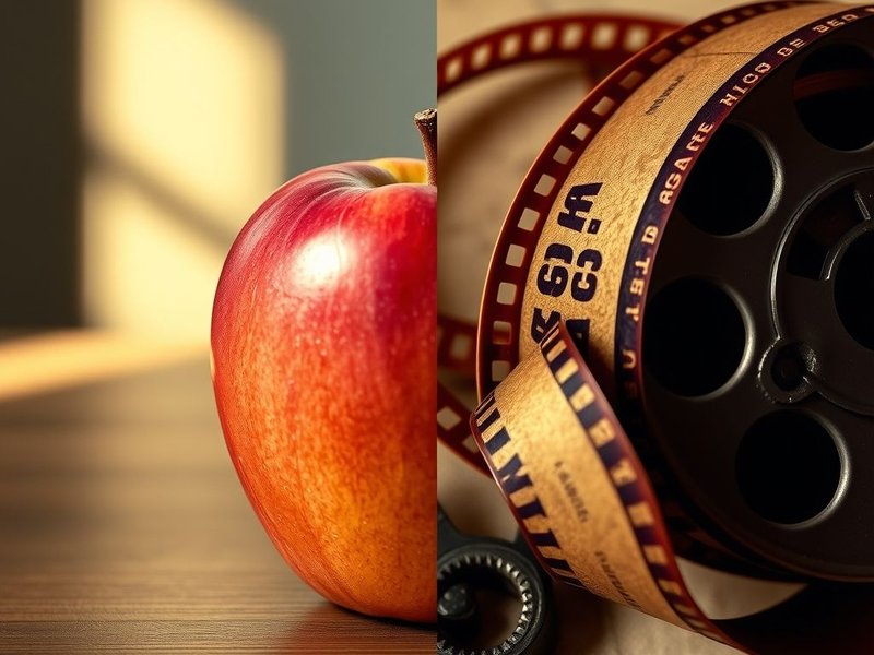 Image showing a real object and a film reel, illustrating Real vs. Reel