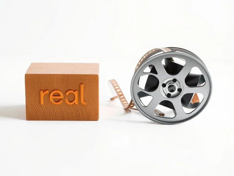 Image showing a real object and a film reel, illustrating Real vs. Reel