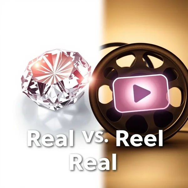 Image showing a real object and a film reel, illustrating Real vs. Reel