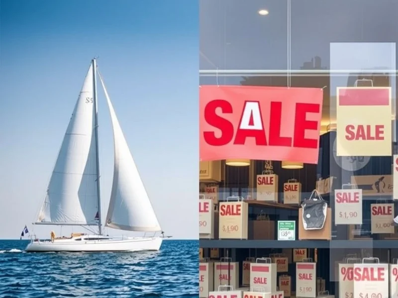 Imagem ilustrando a diferença entre a vela de um navio e uma promoção de loja para entender sail vs. sale