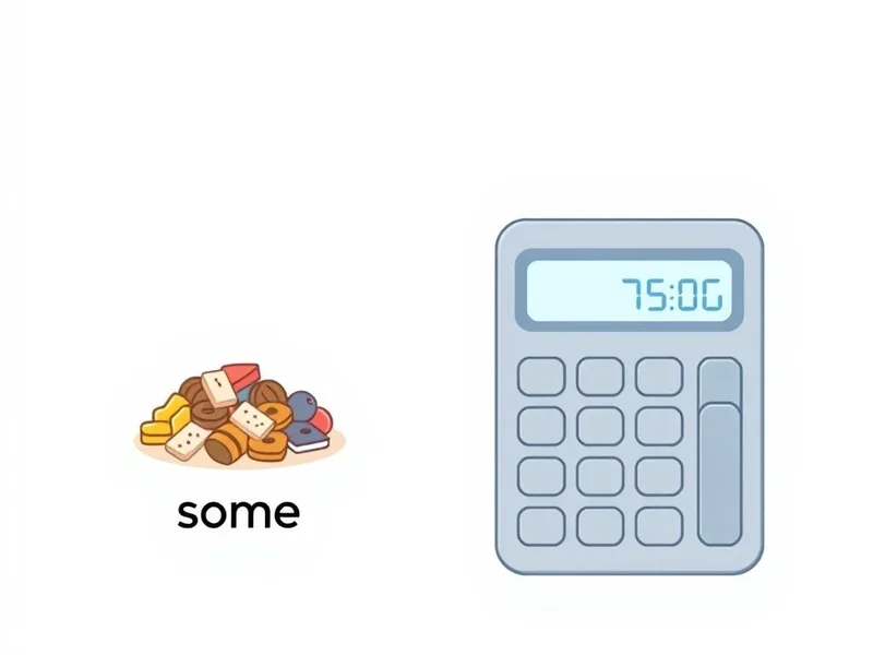 Image illustrating the difference between some items and a mathematical sum, highlighting some vs. sum