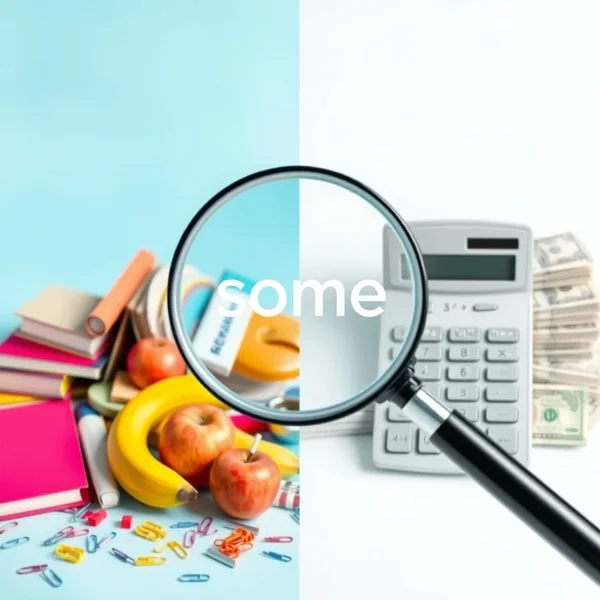 Image illustrating the difference between some items and a mathematical sum, highlighting some vs. sum