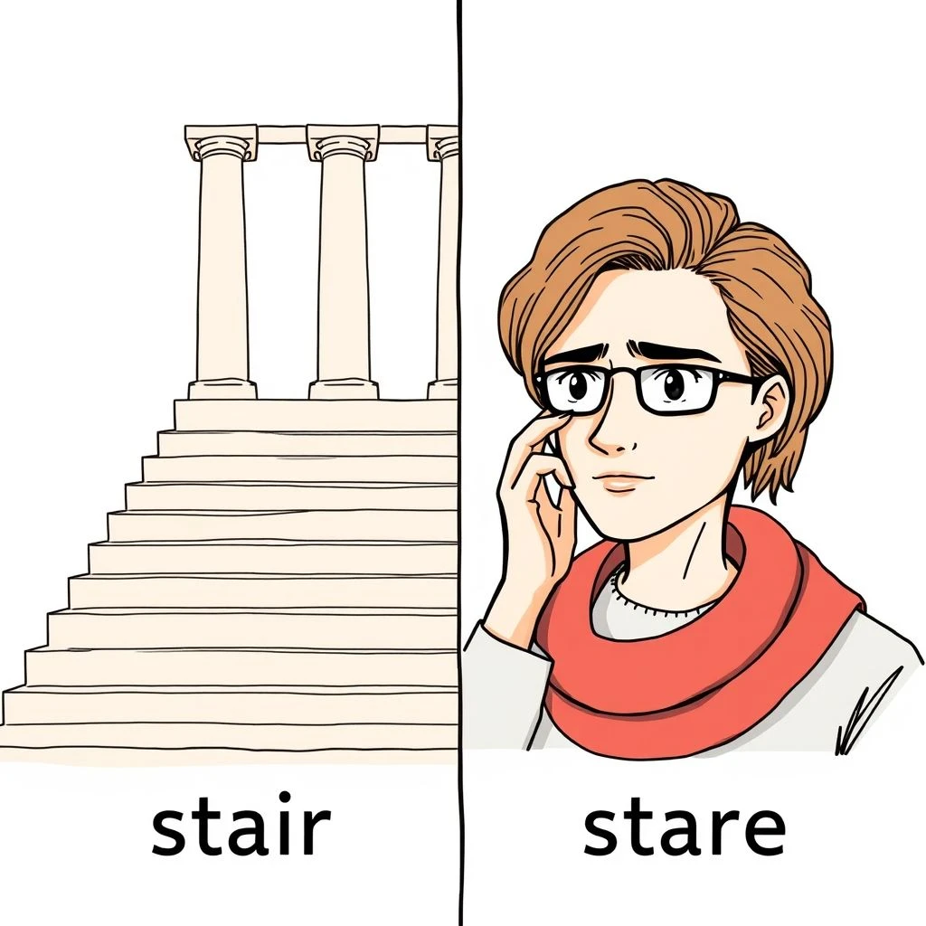 stair vs. stare Não se deixe confundir por estes Homófonos