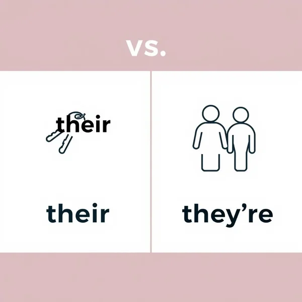 Image explaining their vs. they're: a signpost pointing to 'their' for possession and 'they're' for 'they are'