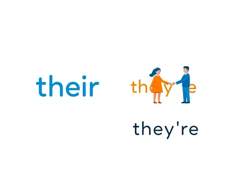 Image explaining their vs. they're: a signpost pointing to 'their' for possession and 'they're' for 'they are'