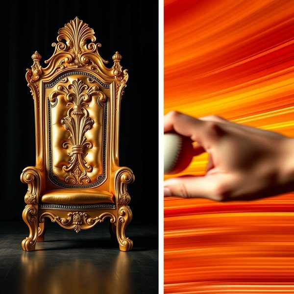 Imagem ilustrando a diferença entre um trono real e uma bola sendo jogada, esclarecendo throne vs. thrown