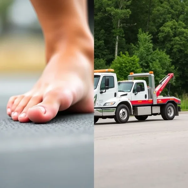 Image illustrating the difference between toe vs. tow