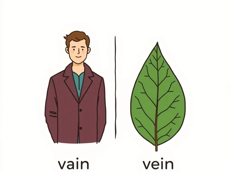Image clarifying the difference between vain vs. vein