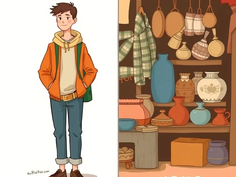 Image illustrating clothing for 'wear' and pottery/goods for 'ware', titled: Understanding Wear vs. Ware