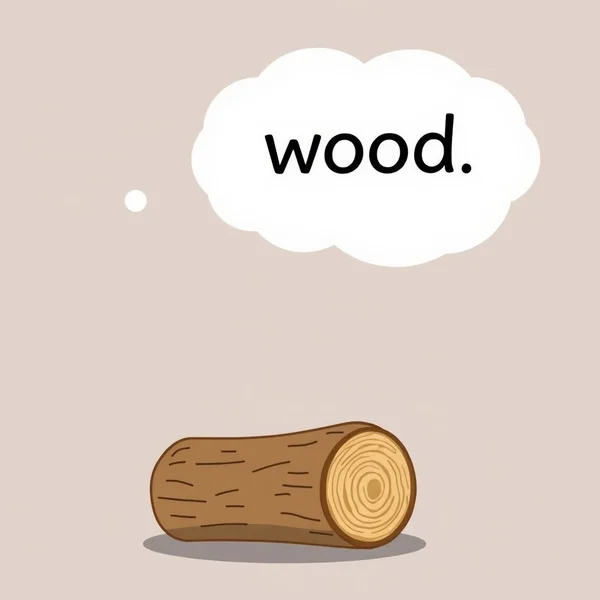 Image showing a piece of wood and a thought bubble to illustrate wood vs. would