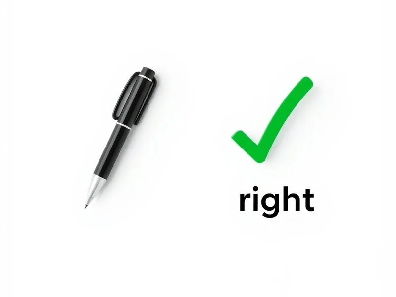 Image showing a pen and the word 'write' versus a checkmark and the word 'right' to illustrate write vs. right