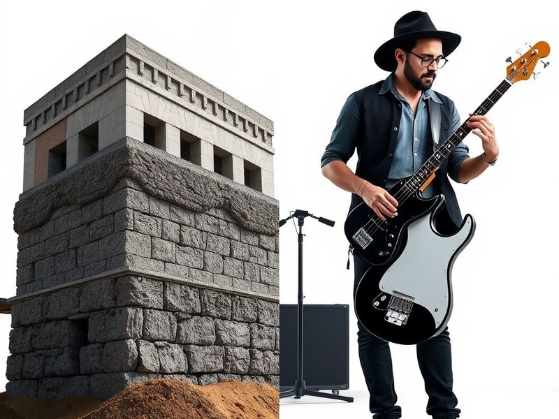 Image of a bass fish next to a bass guitar to illustrate the Base vs. Bass confusion