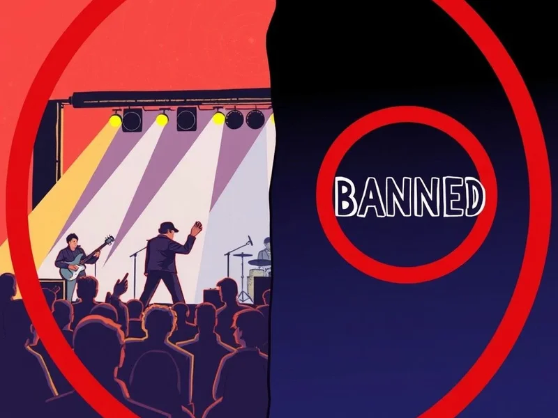 Image showing a musical band on one side and a 'banned' sign on the other, titled "Understanding Band vs. Banned"