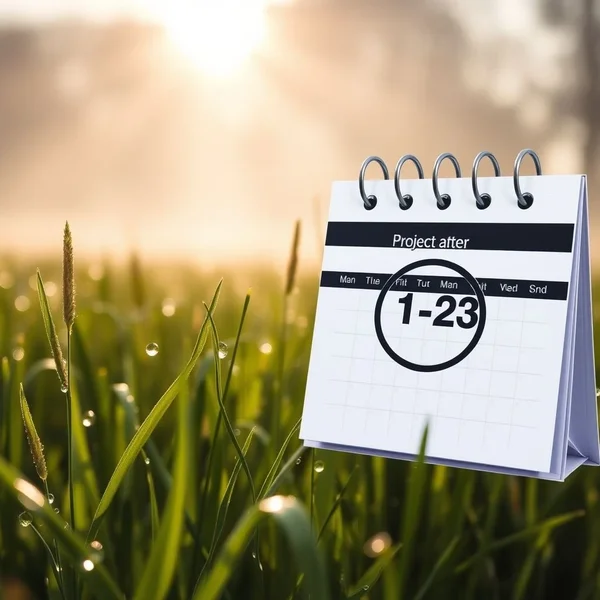 Image of morning dew on grass and a calendar with a circled due date - Dew vs. Due Explained