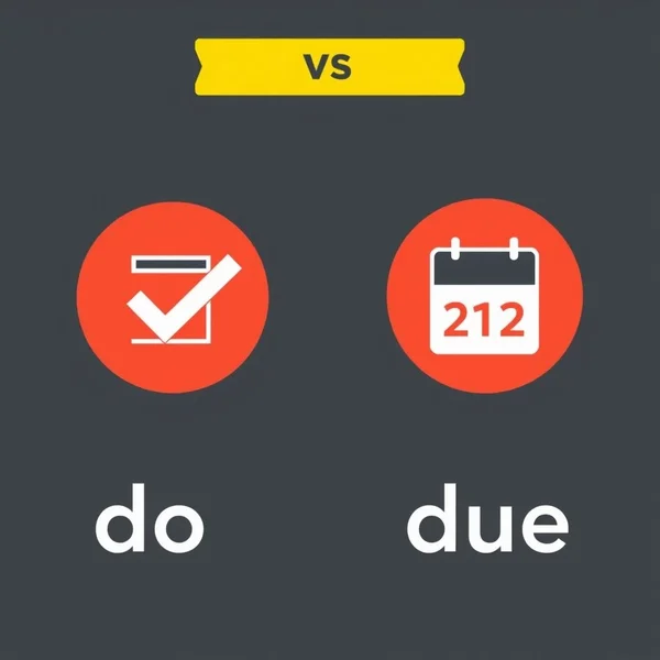 Image showing a checklist for 'do' and a calendar for 'due', illustrating Do vs. Due differences
