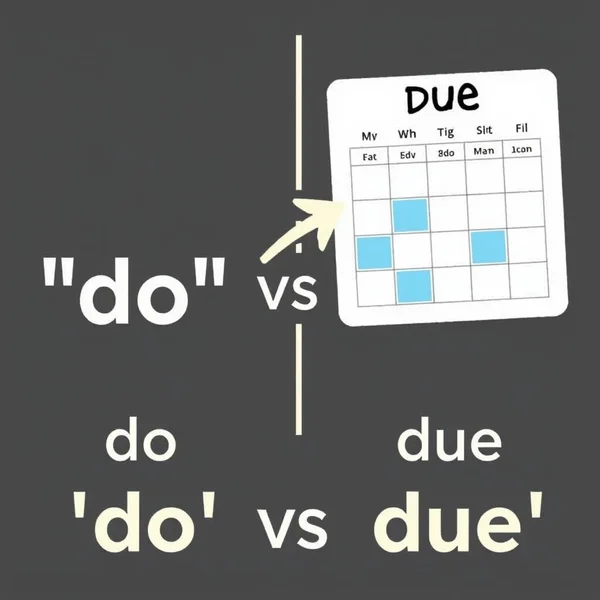 Image showing a checklist for 'do' and a calendar for 'due', illustrating Do vs. Due differences