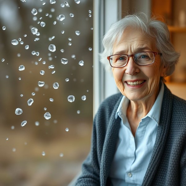 Image of hail falling and a healthy, vigorous person, illustrating hail vs. hale