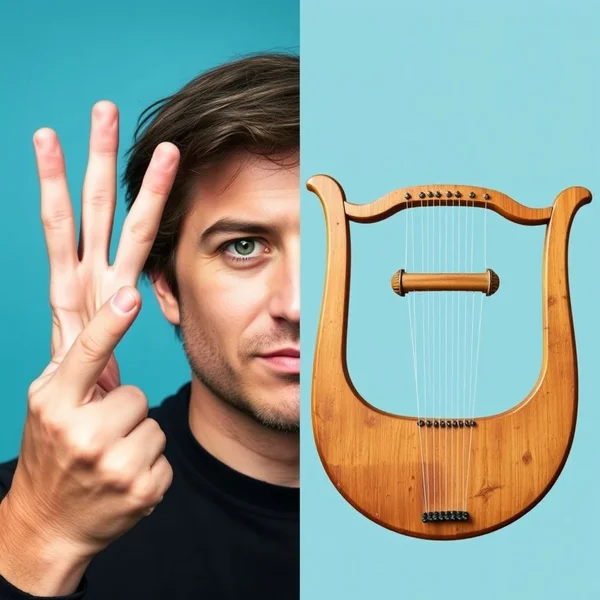 Image: Liar vs. Lyre - a person with crossed fingers and a musical lyre