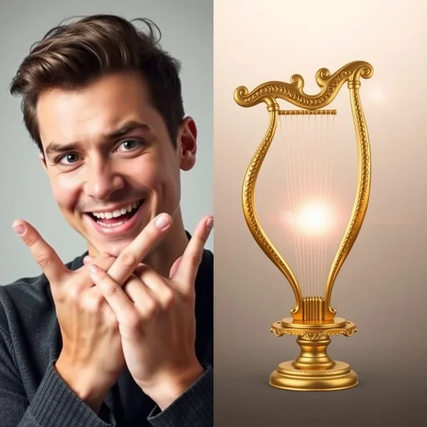 Image: Liar vs. Lyre - a person with crossed fingers and a musical lyre