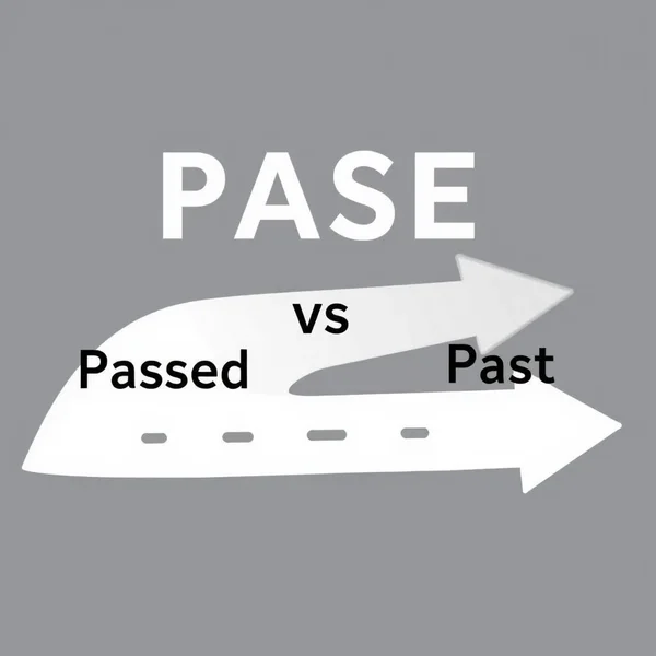 Imagen de una señal de tráfico que muestra un camino past y otro camino passed, ilustrando passed vs. past