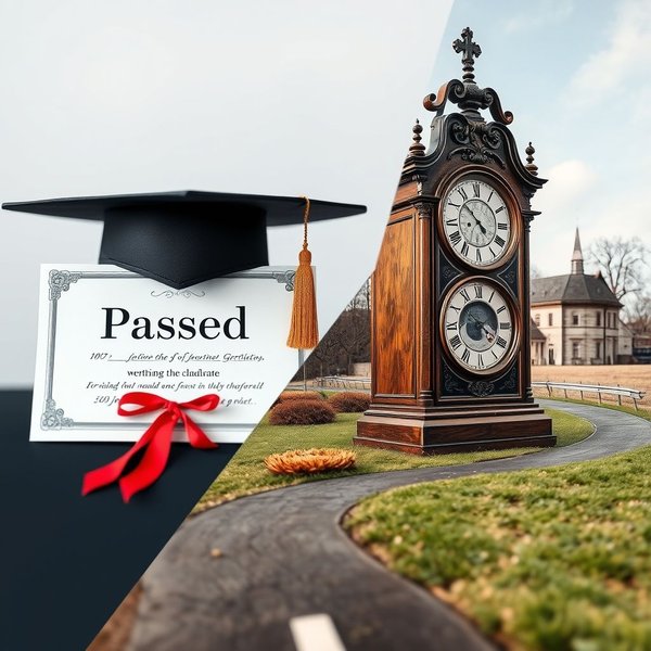 Image of a road sign showing one way past and another way passed, illustrating passed vs. past