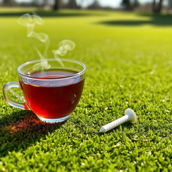 Image showing a cup of tea next to a golf tee with the text "Tea vs. Tee"