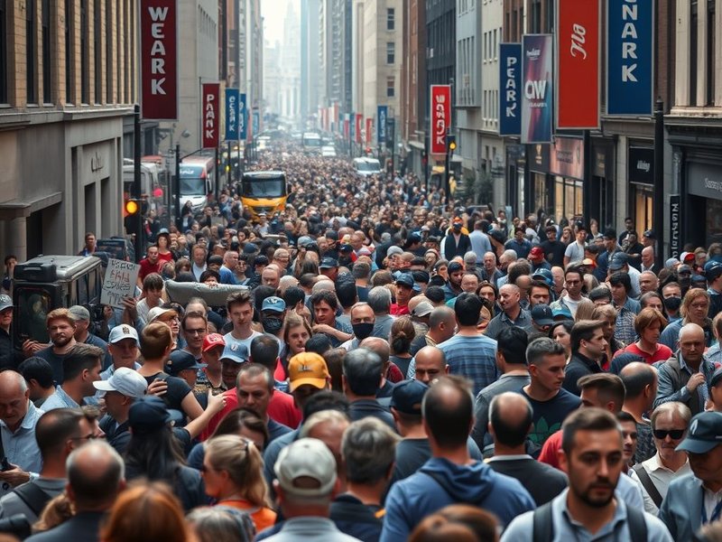 Image illustrating the difference between Throng (noun) and Throng (verb)