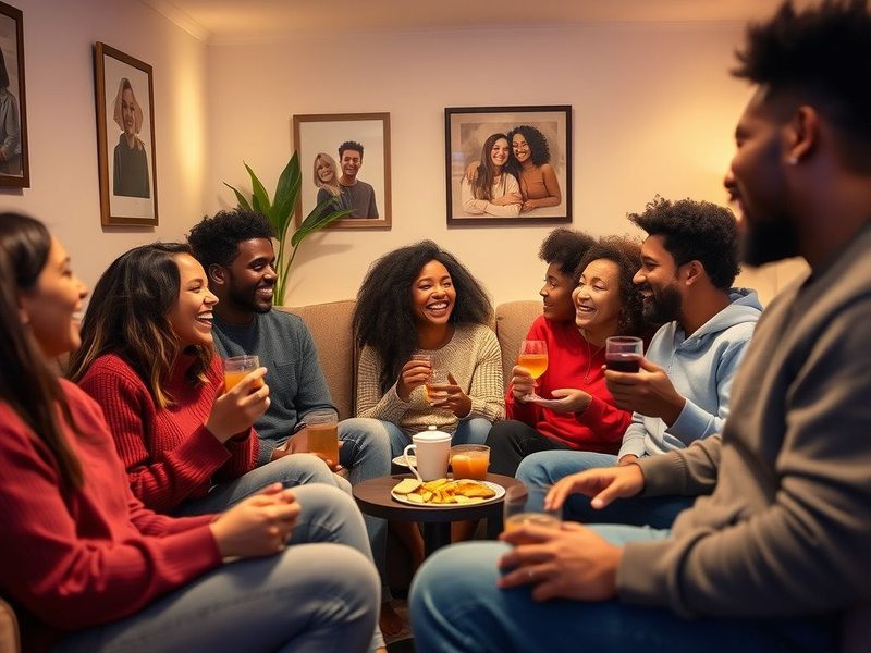 友人がくつろぎながらスラングフレーズ「Kick It」の使い方を学んでいます