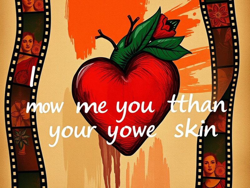 Uma representação visual da frase "I love you more than my own skin." talvez com corações ou uma interpretação artística