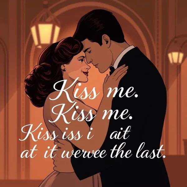 Image of Ilsa and Rick with the text: Kiss me. Kiss me as if it were the last time.