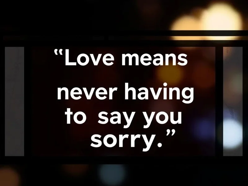 Learn English with the movie quote Love means never having to say you're sorry.