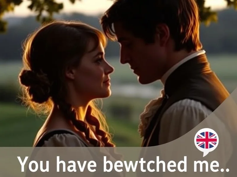 Image of Mr. Darcy and Elizabeth Bennet with the text "You have bewitched me, body and soul, and I love, I love, I love you."