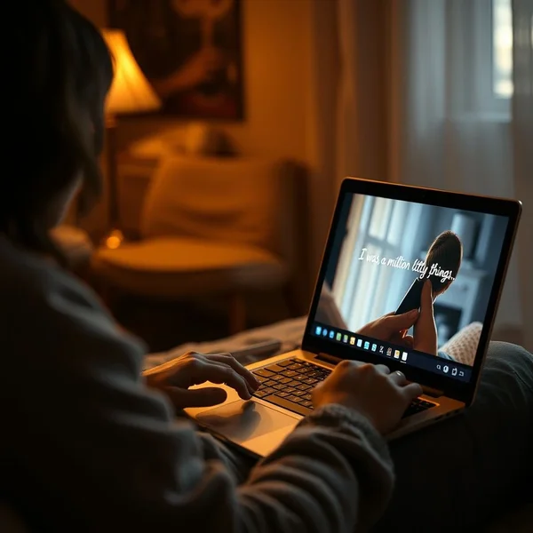Image of a couple watching a movie, with the text "Learn English with 'It was a million tiny little things that meant we were supposed to be together.'"
