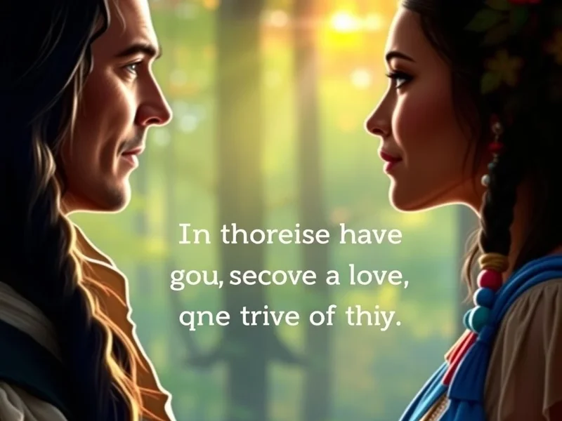 Image of Pocahontas and John Smith with the quote "I'd rather die tomorrow than live a hundred years without knowing you."