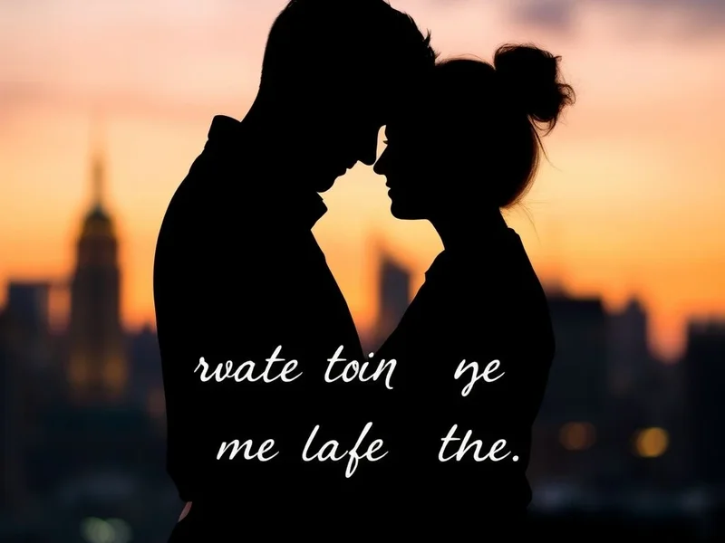 Image of a couple, conveying romance, with text overlay: People do fall in love. People do belong to each other. Learn English.