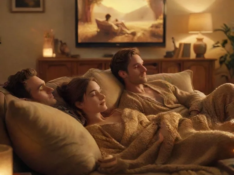 Image of a couple watching a movie, with the text "Learn English with 'It was a million tiny little things that meant we were supposed to be together.'"