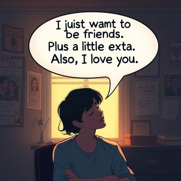Image of a scene related to the quote "I just want to be friends. Plus a little extra. Also, I love you."