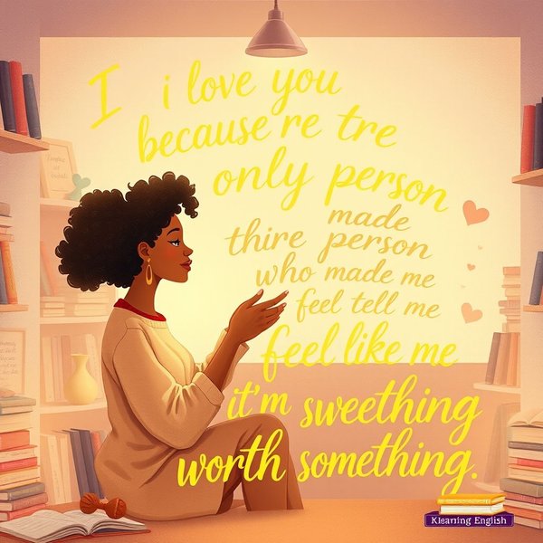 Image title: I love you because you're the only person who made me feel like I'm worth something. - A path to English fluency.